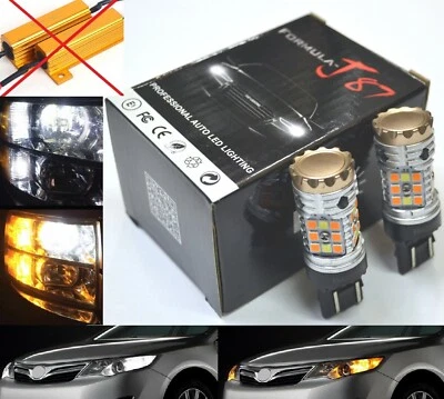 Canbus LED Switchback Light White Amber 7443 Two Bulb Front Turn Signal Upgrade - Image 1 of 4