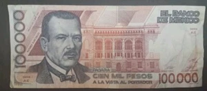1988 Mexico 100000 Pesos P94a Serie W HZ038600. - Picture 1 of 3