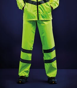 Regatta Hi-Vis Pro Packaway Overtrousers Waterproof Windproof Safety TRW498 - Picture 1 of 3