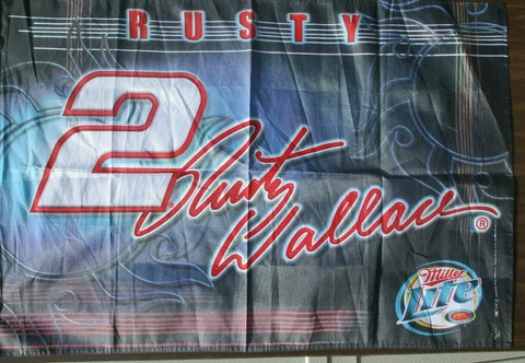 Rusty Wallace # 2 MILLER LITE SINGLE SIDED 2 x 3 FLAG ! FREE SHIPPING ! Cover