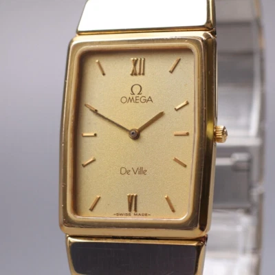 RARE [N MINT] Vintage OMEGA De Ville 1450 Tank Gold 24mm Men's Qz Watch JP U190 - Image 1 of 4
