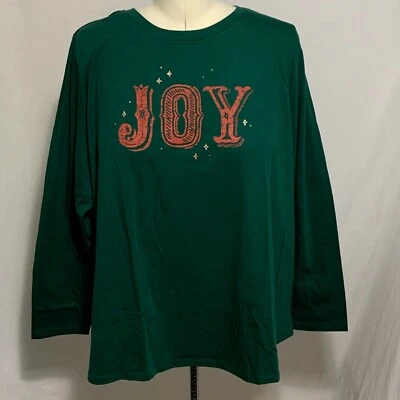Ugly Christmas Shirt Joy Tagless Long Sleeve Green Red Womens Plus Size 4X - Image 1 of 4