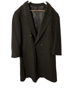 Stafford Mens 100% Merino Wool Overcoat Size 44 Dark Gray Made Hungary Old Money - Picture 1 of 9