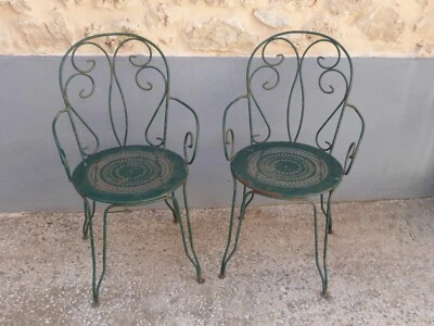 Duo de fauteuils en fer forgé plein/duo of solid wrought iron armchairs - Photo 1/4