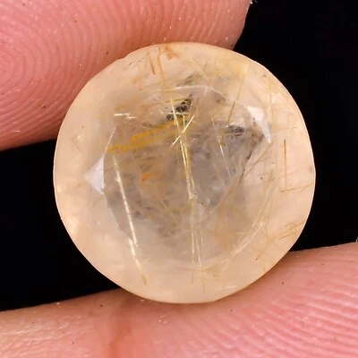 100% Natural Round Golden Rutile Quartz Cut Cabochon Top Quality 6.60Cts 12x07MM - Image 1 of 4