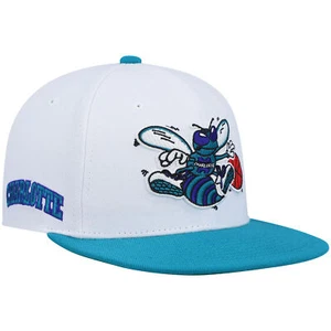 Men's Mitchell & Ness White/Teal Charlotte Hornets Hardwood Classics Snapback - Picture 1 of 5