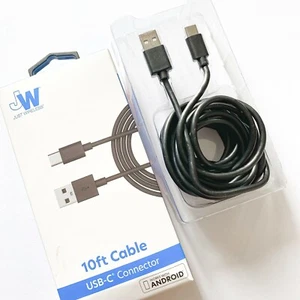 Just Wireless 10ft Black Charging Cable Cord USB-C Connector Works with Android - Picture 1 of 3