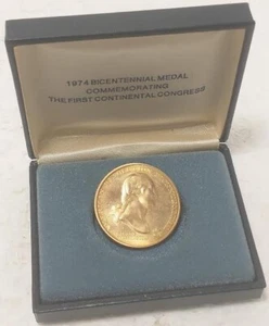 1974 BICENTENNIAL MEDAL GEORGE WASHINGTON 1st CONT'L CONGRESS w/Case Bronze? - Picture 1 of 5