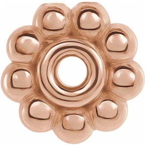 5,5 mm ROSA SÓLIDO 14K Oro Milgrain Floral Bali Espaciador de Cuentas Roundel HECHO EN EE. UU. - Imagen 1 de 3
