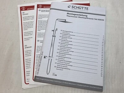 Montageanleitung Schütte Thermostat-Überkopfbrause-Set 60049 - Bild 1 von 3