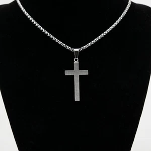 GK Stainless Steel Vintage Jesus Cross Crucifix Pendant Necklace Men Women - Picture 1 of 9