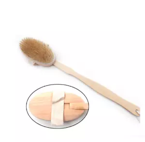 Spa Back Body Shower Bath Brush with Natural Wood Long Removable Handle - Picture 1 of 1