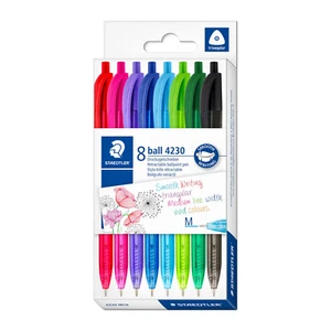STAEDTLER ball 4230, Pack de 8 stylos à bille couleurs assorties, pointe moyenne - Imagen 1 de 5