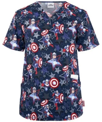 Blusa Médica Para Hombre Tooniforms Cherokee Marvel Capitán América Talla S Foto 1 de 2