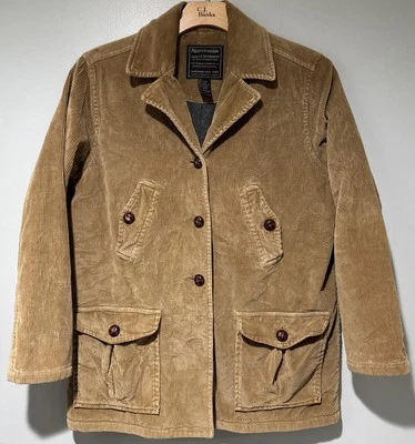 Vintage Abercrombie And Fitch Corduroy Jacket Fleece Lined Leather Button Coat - Image 1 of 4