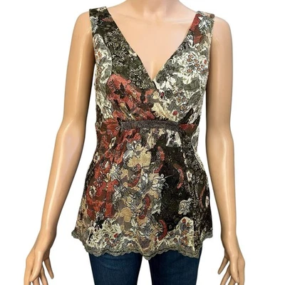 Camiseta sin mangas Y2K Weston Wear Babydoll de encaje pequeña boho hada romántica floral retro Foto 1 de 4