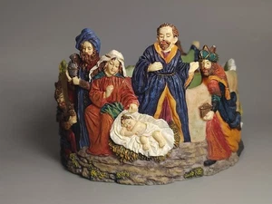 Weihnachtskrippe Kerzenglas Halter Harz Bethlehem Heilige Familie - Bild 1 von 12