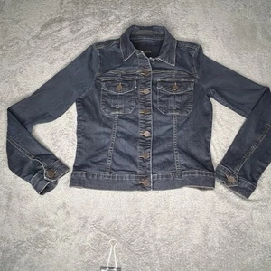 Kut From The Kloth Jean Jacket M Blue Amelia Trucker Button Up Dark Wash 3E - Picture 1 of 18