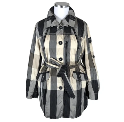 Taifun Womens Plaid Trench Coat Black Cream Size L See Description - Image 1 of 4