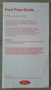 Ford Range Preisliste Prospekt 1981 - Fiesta Escort Cortina Capri Granada - Bild 1 von 3