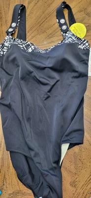 NWT Ladies "It Figures" Black/White 1 Piece Swimsuit Size 18 - Image 1 of 4