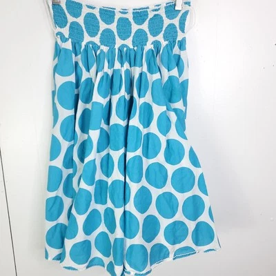 Mini Boden Skirt Girls 13 14 Y Smocked Waist Polka Dot Light Blue White - Image 1 of 4