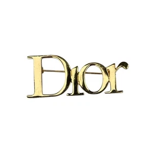 Christian Dior DIOR Lapel Oblique 18K Gold Plated 2" x 1" Brooch Pin - Picture 1 of 18