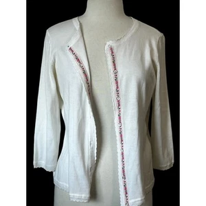 Casual Corner Annex Sweater Embroidered Floral Dainty Modest Cardigan Women's PL - Picture 1 of 7