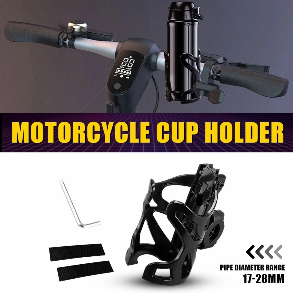 Manillar universal de motocicleta negro portabotellas soporte para bebidas para Harley Foto 1 de 4