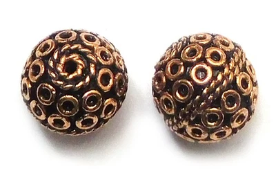 10 PCS 14MM SOLID COPPER BALI BEAD ANTIQUE COPPER  717 - Image 1 of 3