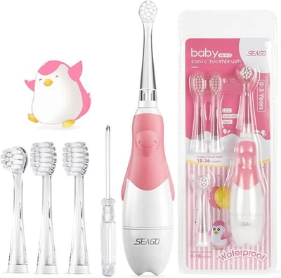Seago Sg513 Baby Electric Toothbrush Age 0-3 Years 4 Brush Heads With Led Light - Image 1 of 4