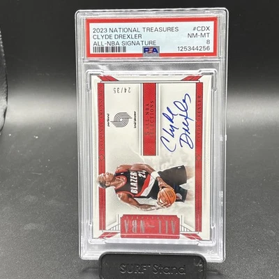 2023-24 Panini National Treasures Clyde Drexler All-NBA Selections PSA 8 Auto/35 - Image 1 of 2