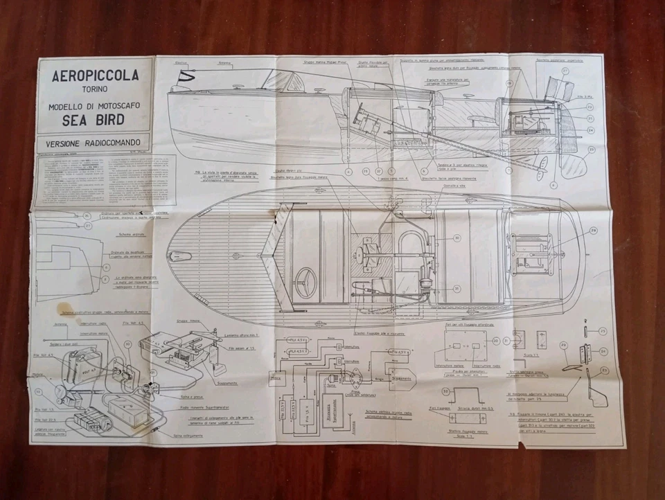 Aeropiccola Torino Motoscafo Sea Bird Versione Radiocomando piano Costruttivo - Immagine 1 di 4