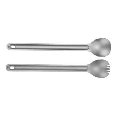 Lightweight Titanium Spork Long Handle Utensil Set for Camping Hiking Outdoors - Image 1 of 4