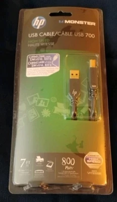 HP Monster High-Speed USB 700 Printer Cable 7 ft, 2.14 m, Brand New  - Image 1 of 4