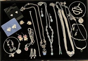 Vintage-Jetzt 925 & Silber Ton Schmuck Mode Ohrringe Halskette Armband Avon - Bild 1 von 23