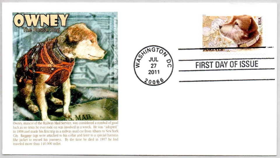 #4547 OWNEY THE POSTAL RAILROAD DOG STAMP FIRST DAY OF ISSUE FDC - Image 1 of 1