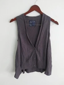AE American Eagle Outfitters SZ S Gray Sleeveless Sweater Vest Buttons Cotton - Picture 1 of 5
