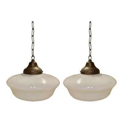 20th Century American School Globe Hanging Light - a Pair - Image 1 of 4