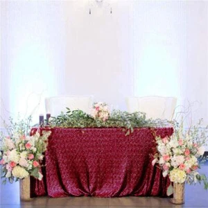 Sequin Tablecloth Burgundy Rectangular 60x102inch Sequence Maroon Table Cloths W - Picture 1 of 6