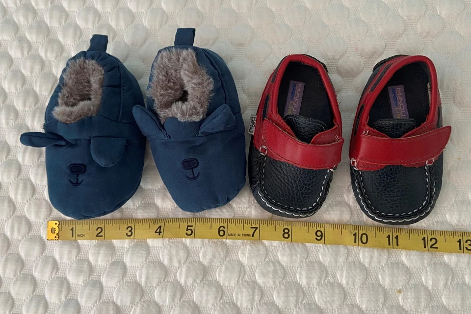 Lote de 2, Mocasines de Cuero para Bebés Niños Zapatos para Cuna Zapatillas Azul Foto 1 de 4
