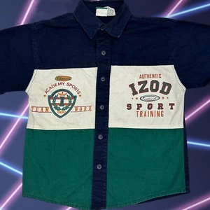 Vintage Izod Sport Boys Button Front Shirt Size 6 Short Sleeve Kids Youth Blue - Picture 1 of 7