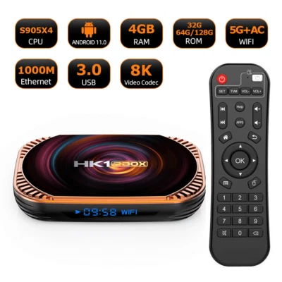 HK1 RBOX X4 Android 11 Amlogic S905X4 8K 4G 128G Smart TV Box Wifi Media Player - Image 1 of 4