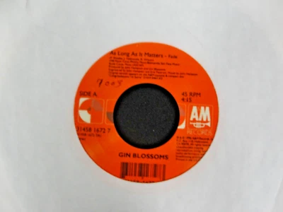 Gin Blossoms - As Long as it Matters - Fade / Alison Road Live 45 rpm Record Foto 1 de 3