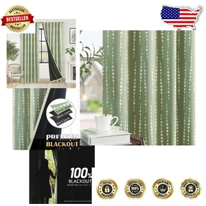 Elegant 84" Sage Green Moon Phases Blackout Curtains - 2 Panels Included - Picture 1 of 12