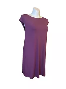New Eileen Fisher Medium Bateau Neck Jersey Knit Dress Viscose Back Twist - Picture 1 of 6
