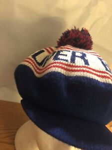 Vintage 1986 Super Bowl XX 20 Bears Patriots Knit Winter Pom Pom Hat Acrylic EUC