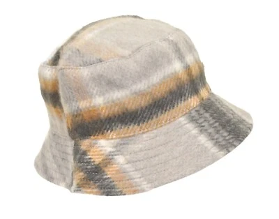 Steve Madden Mujer Logo Placa Cepillado Cubo Sombrero Gris Off White Cuadros Reversible Foto 1 de 3