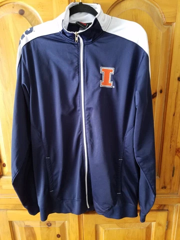 Men's Illinois Fighting Illini Track Jacket - Medium -  White/Blue/Orange - EUC Cover