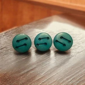 Large Forest Green Buttons Set Of 3 Metal Loop on Back (504} - Picture 1 of 6